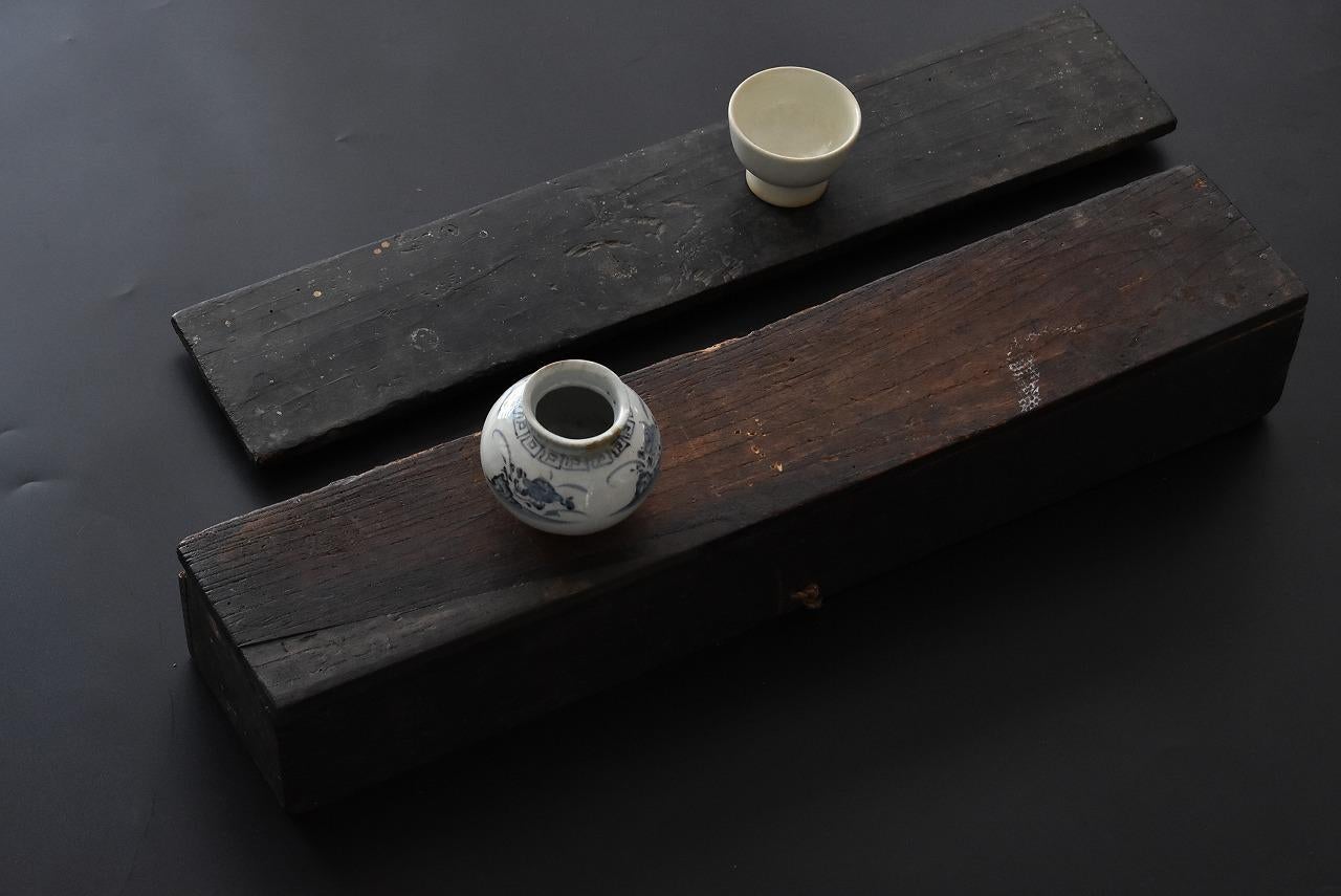 Japanese Antique Small Wooden Box / Hanging Scroll Box / Edo  / Old Storage Box 4