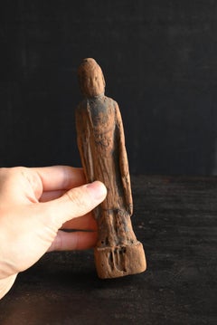 Japanese antique small wooden Buddha statue / "Nyorai" / Edo period / 1603-1868
