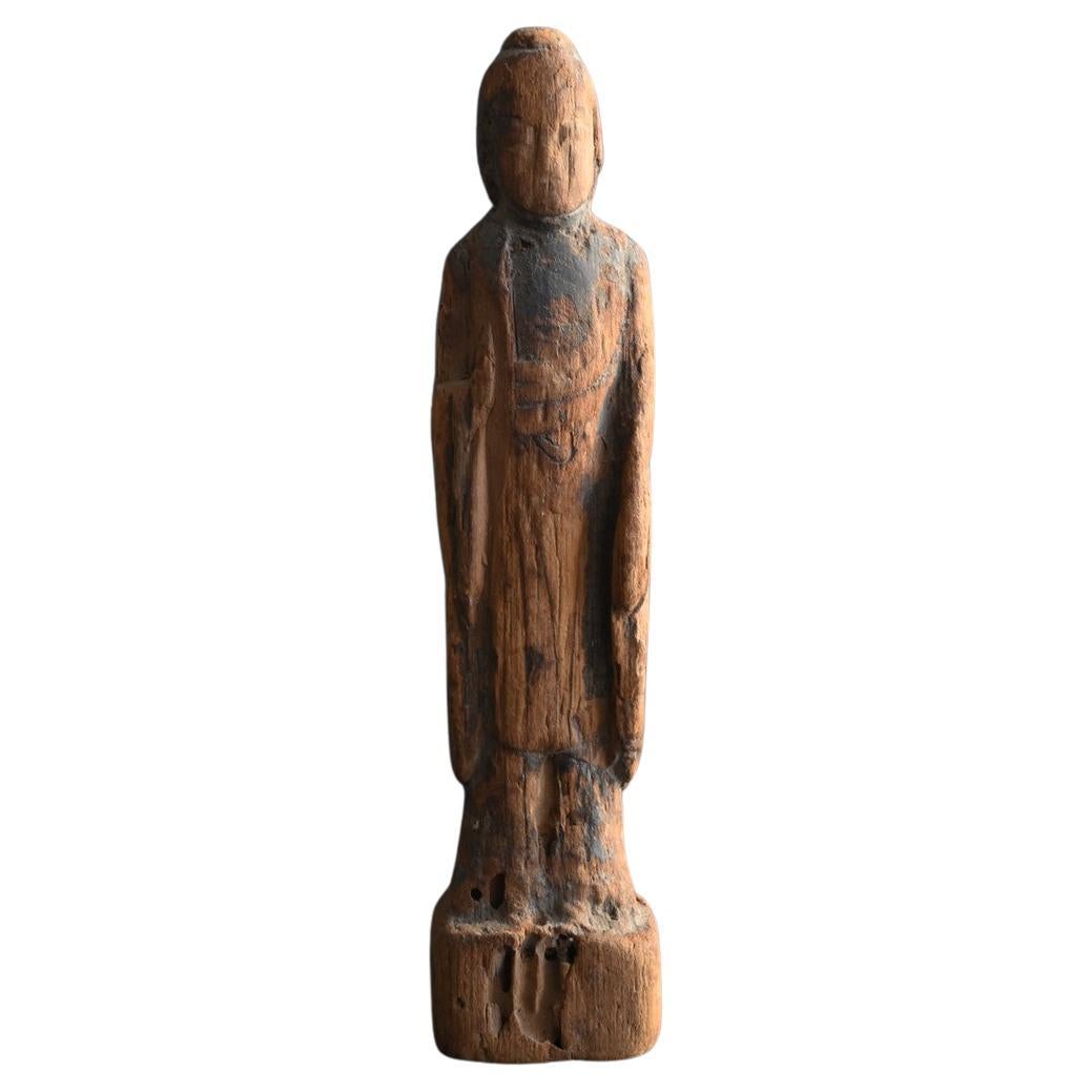 Japanese antique small wooden Buddha statue / "Nyorai" / Edo period / 1603-1868
