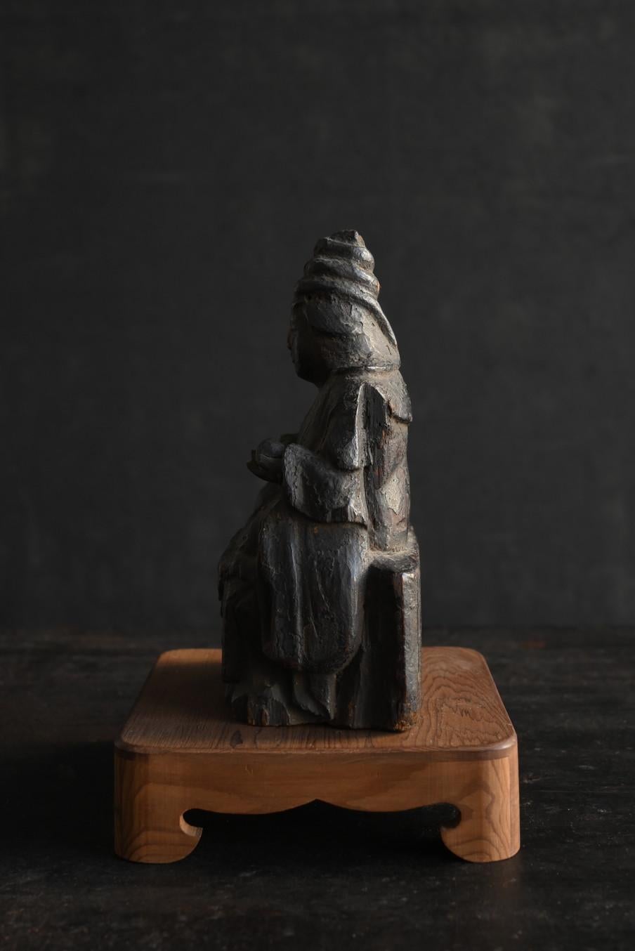 Japanese antique small wooden Buddha statue/“Uga-benzaiten”/Edo period/1603-1868 3