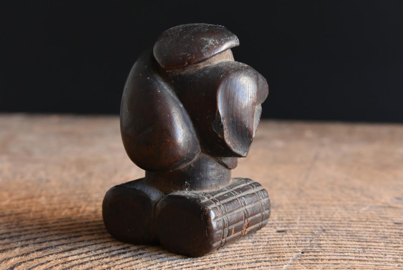 Japanese Antique Small Wooden God/1868-1920/Wood Carving Miniature Figurine In Good Condition In Sammu-shi, Chiba