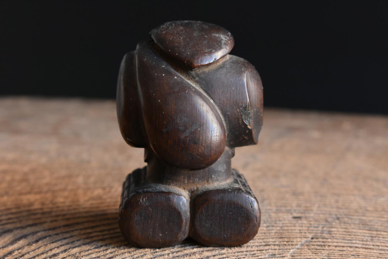 19th Century Japanese Antique Small Wooden God/1868-1920/Wood Carving Miniature Figurine