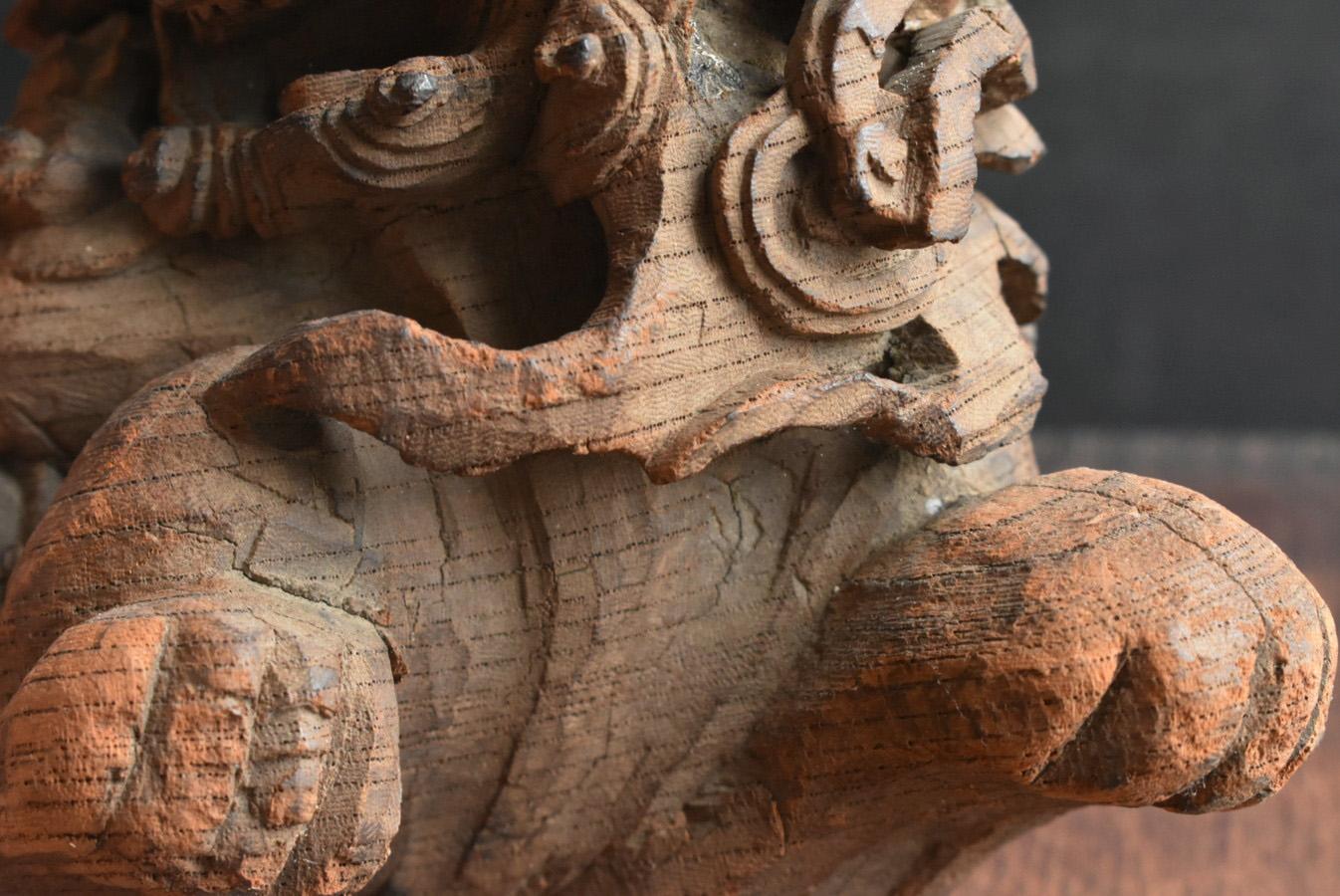 Japanese antique small wooden lion carving / 1800s / Edo-Meiji period/ Wabi-sabi 7