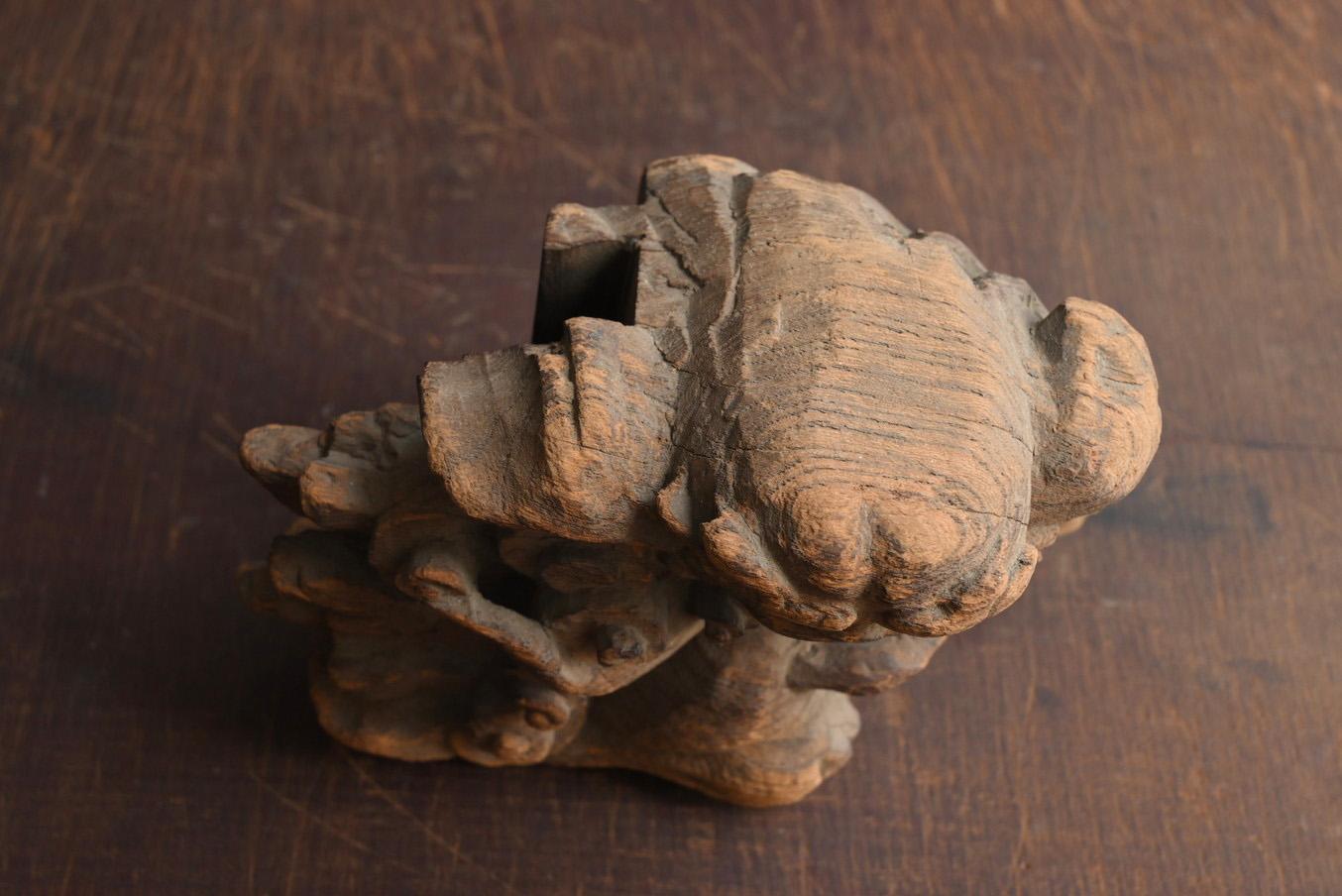 Japanese antique small wooden lion carving / 1800s / Edo-Meiji period/ Wabi-sabi 10