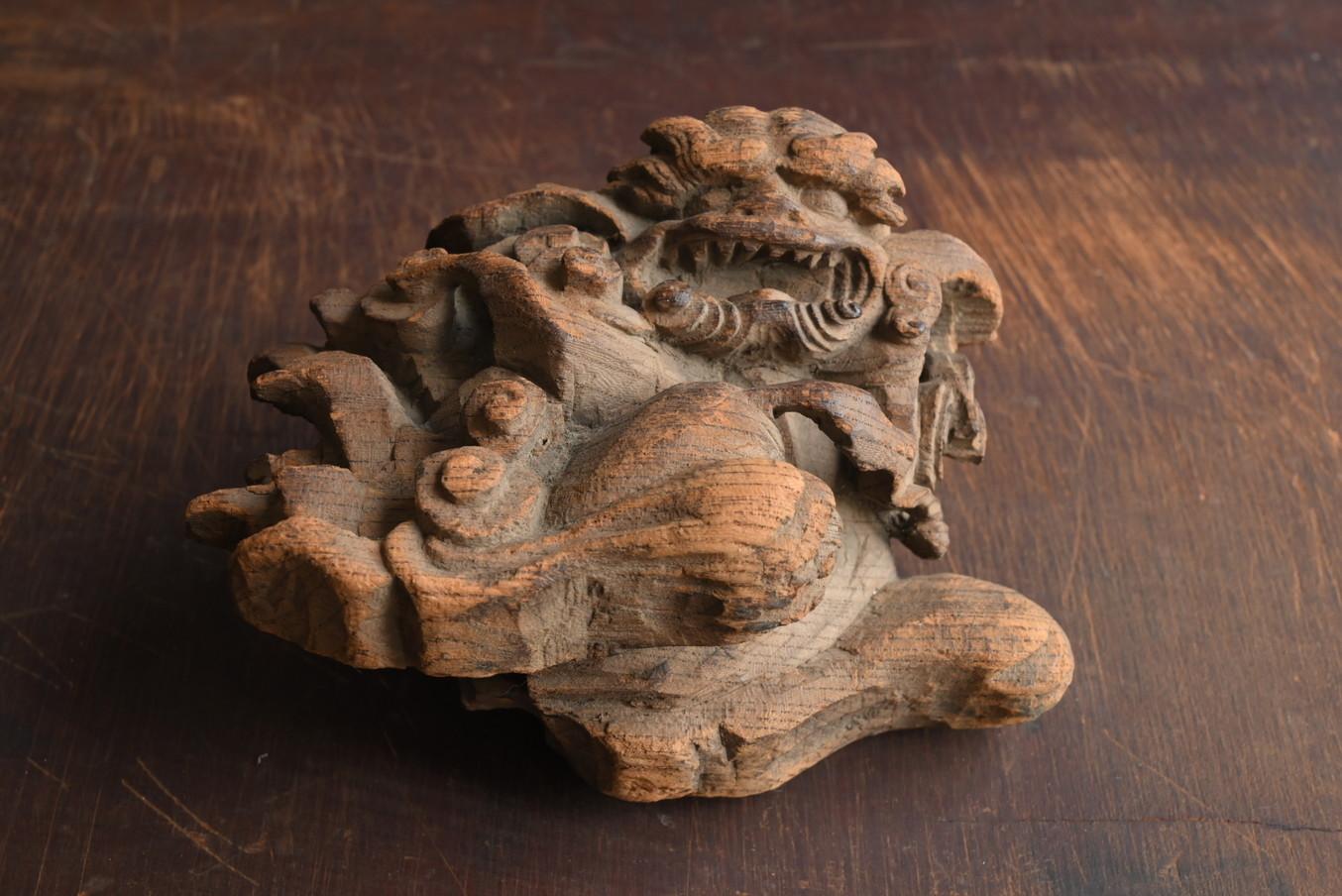 Japanese antique small wooden lion carving / 1800s / Edo-Meiji period/ Wabi-sabi 11