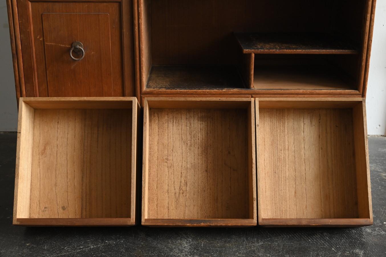 Japanese antique small wooden storage shelf / Early 20th century For Sale 11