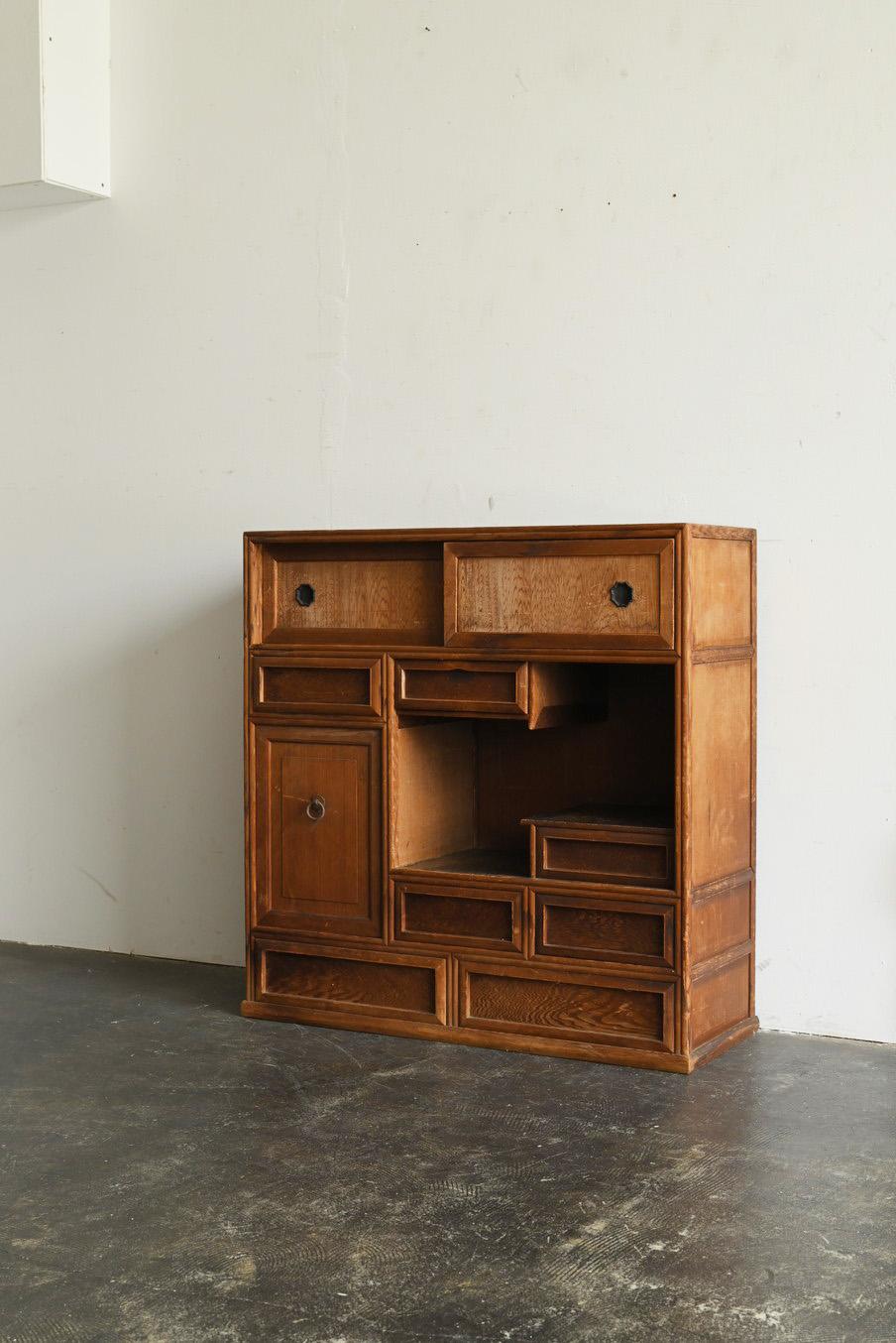 Woodwork Japanese antique small wooden storage shelf / Early 20th century For Sale
