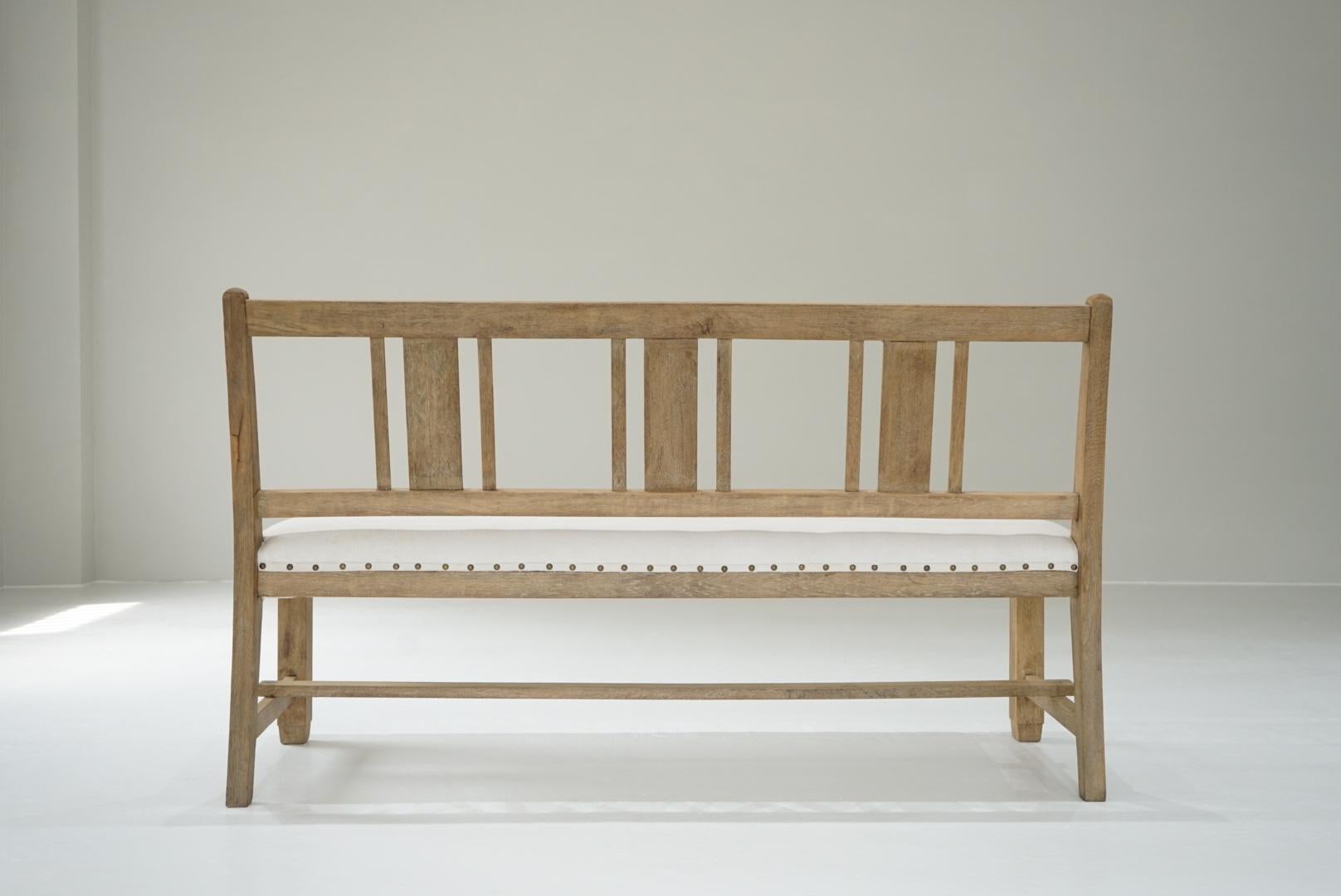 Japanese Antique Sofa Bench Oak Wood 1930s-1940s Primitive Japandi For Sale 7