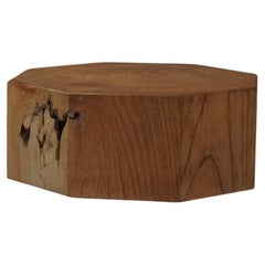Japanese Antique Solid Zelkova Octagonal Display Stand, Japandi Wabi-Sabi