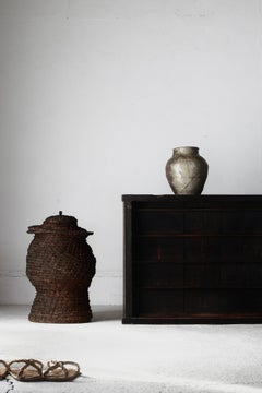 Antiguo Recipiente Japonés de Paja Hollín / Florero Objeto / 1868-1912s wabig