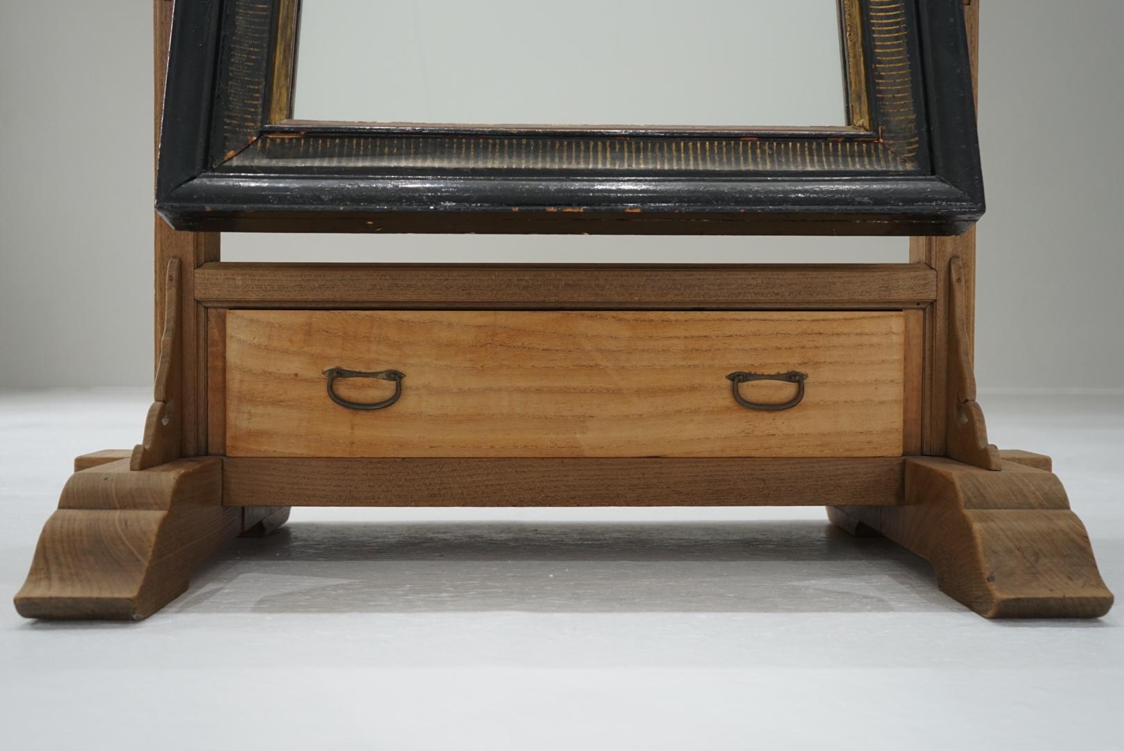 Japanese Antique Stand Mirror 1890s Marquetry Wabi-Sabi For Sale 7