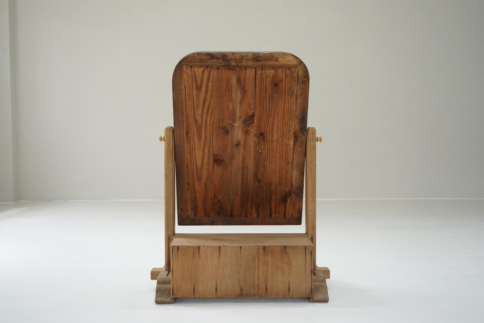 Japanese Antique Stand Mirror 1890s Marquetry Wabi-Sabi For Sale 9