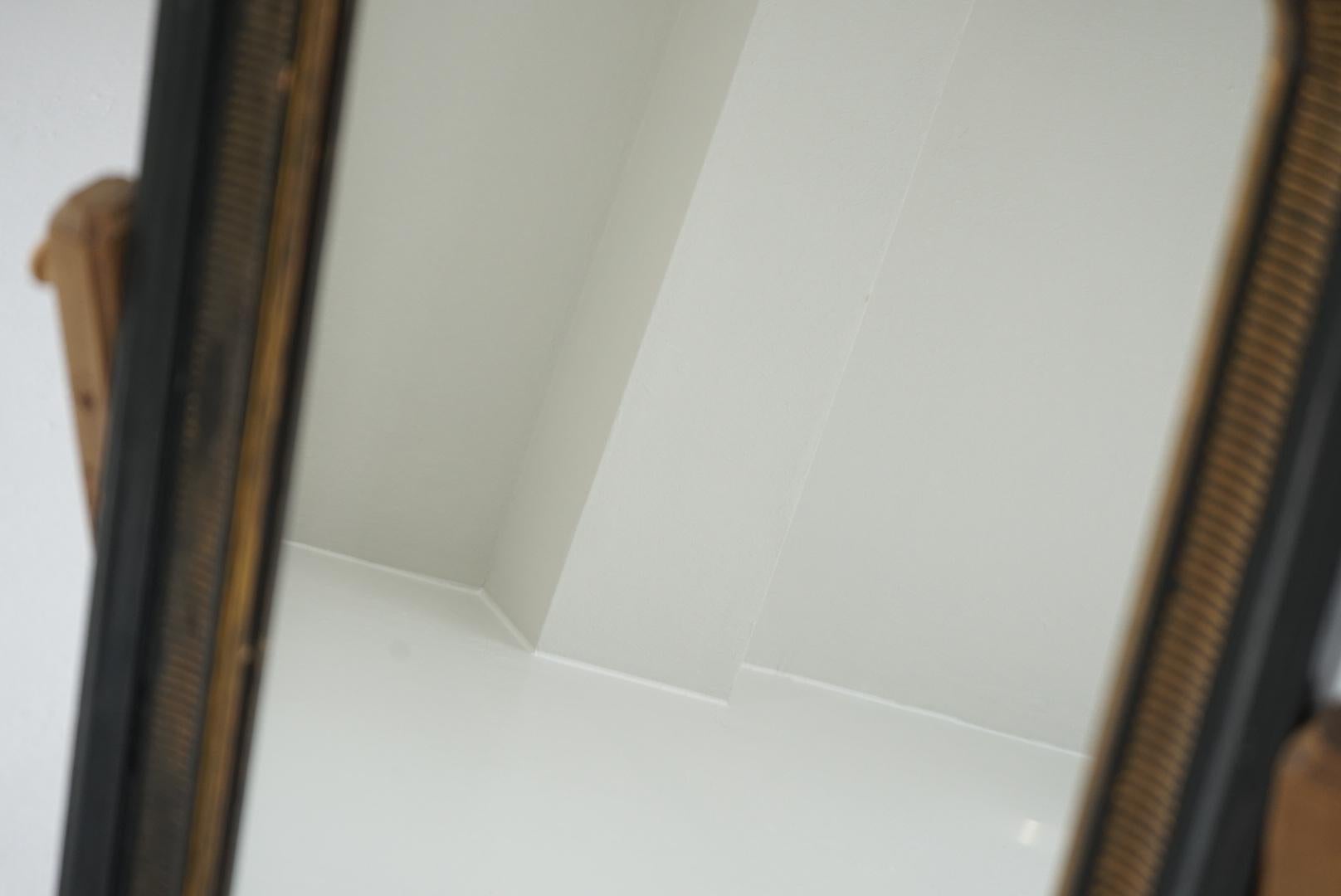 Meiji Japanese Antique Stand Mirror 1890s Marquetry Wabi-Sabi For Sale
