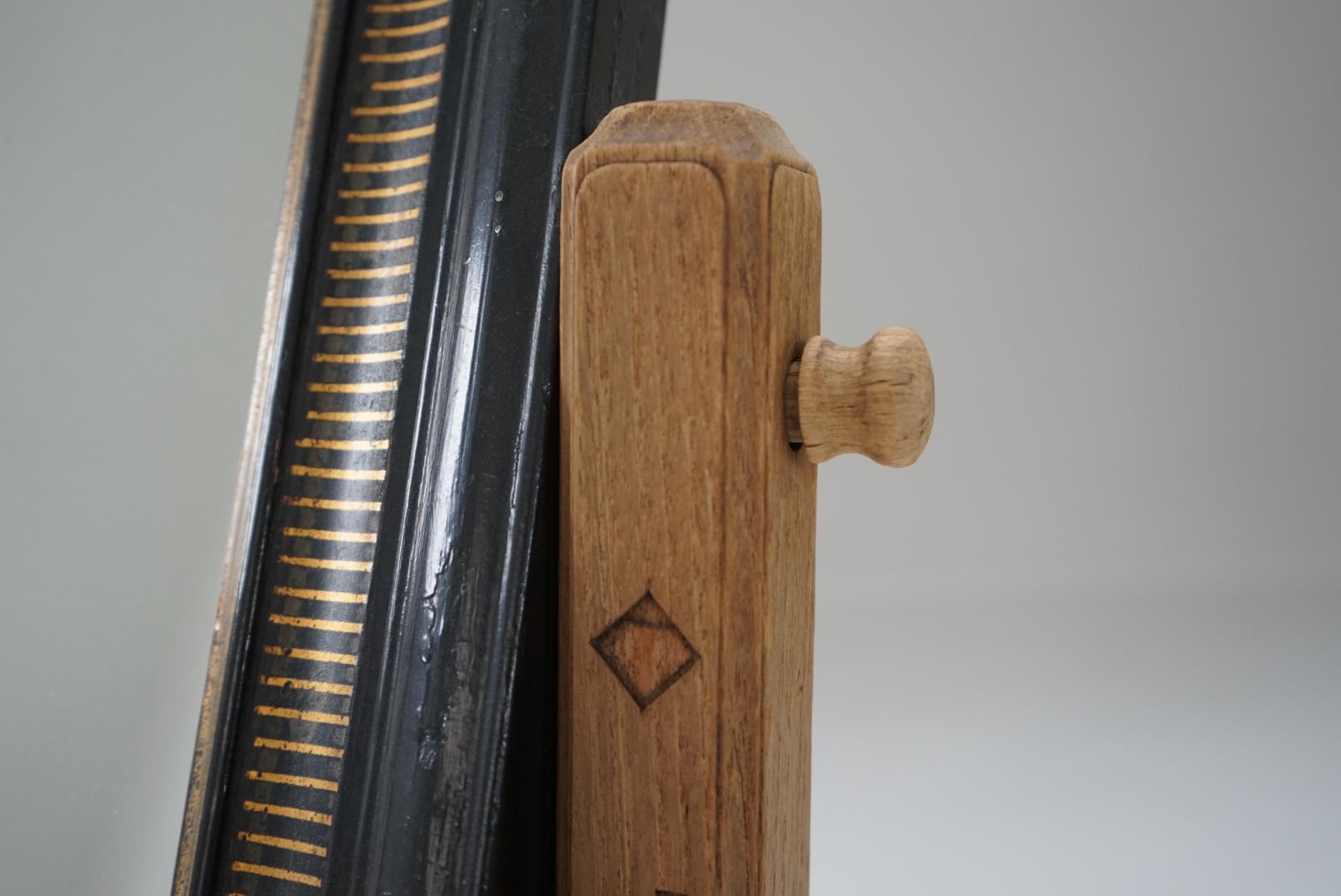 Japanese Antique Stand Mirror 1890s Marquetry Wabi-Sabi In Good Condition For Sale In Chiba, Chiba