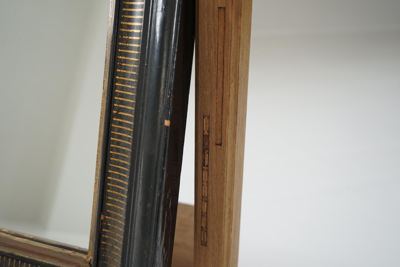 Late 19th Century Japanese Antique Stand Mirror 1890s Marquetry Wabi-Sabi For Sale