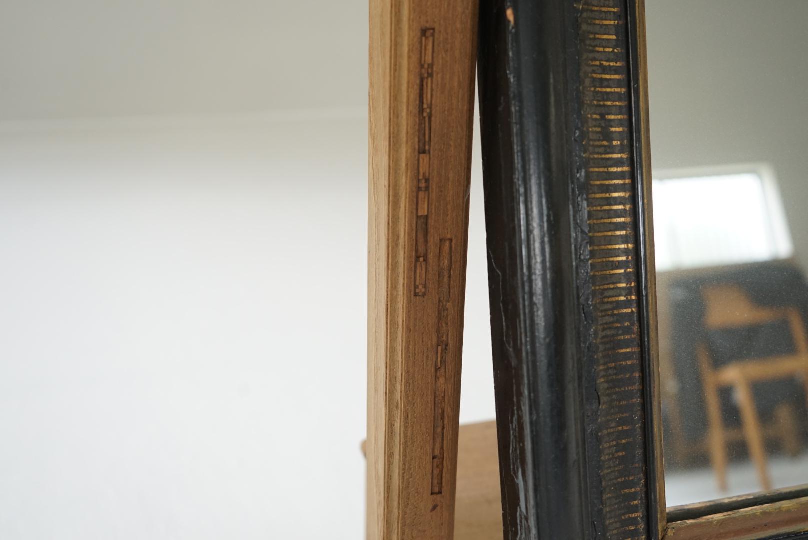 Japanese Antique Stand Mirror 1890s Marquetry Wabi-Sabi For Sale 1