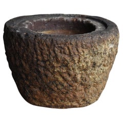 Japanese Antique Stone Bowl "Tsukubai" 1860s-1900s / Flower Vase Wabi Sabi