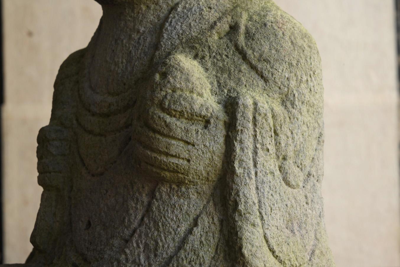 Japanese antique stone Buddha/1750-1850/Edo/Jizo Bodhisattva Seated Statue 9