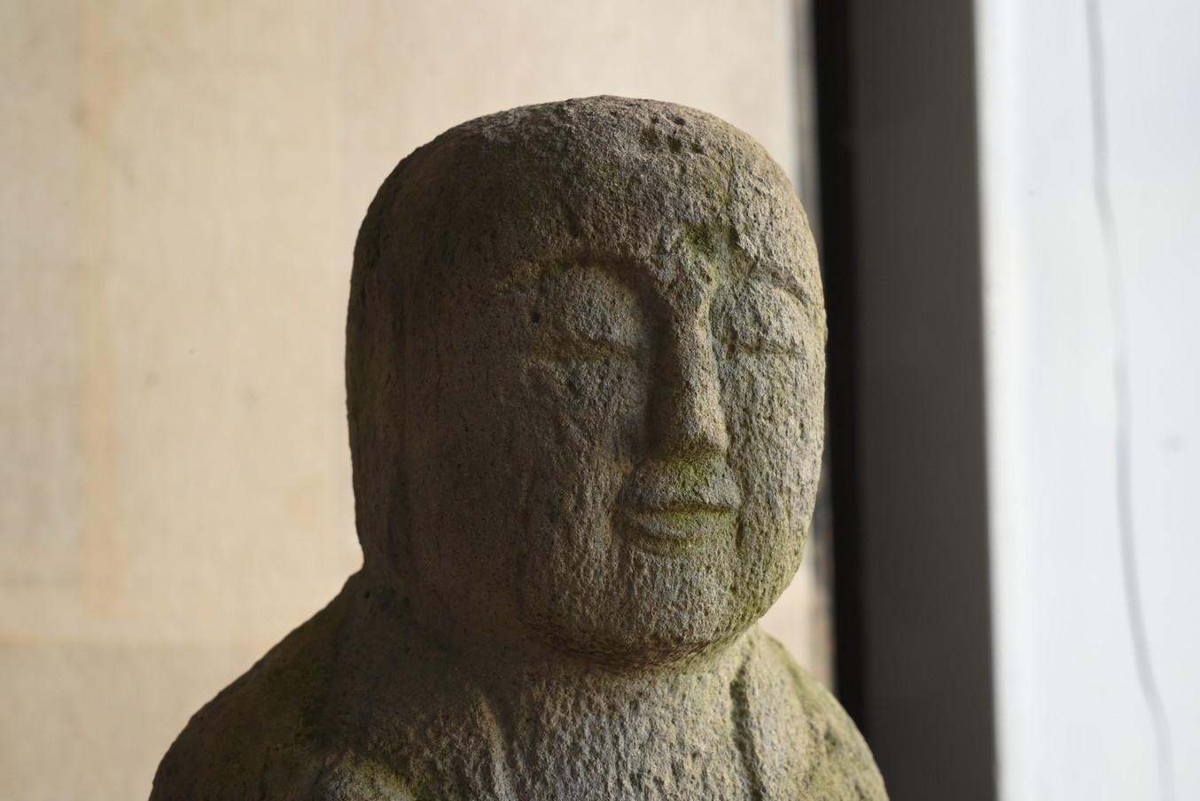 18th Century Japanese antique stone Buddha/1750-1850/Edo/Jizo Bodhisattva Seated Statue