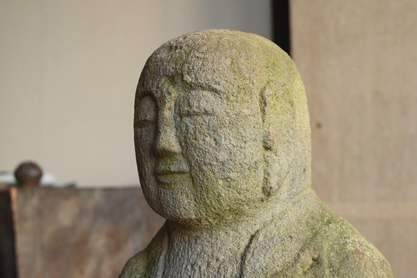 Stone Japanese antique stone Buddha/1750-1850/Edo/Jizo Bodhisattva Seated Statue
