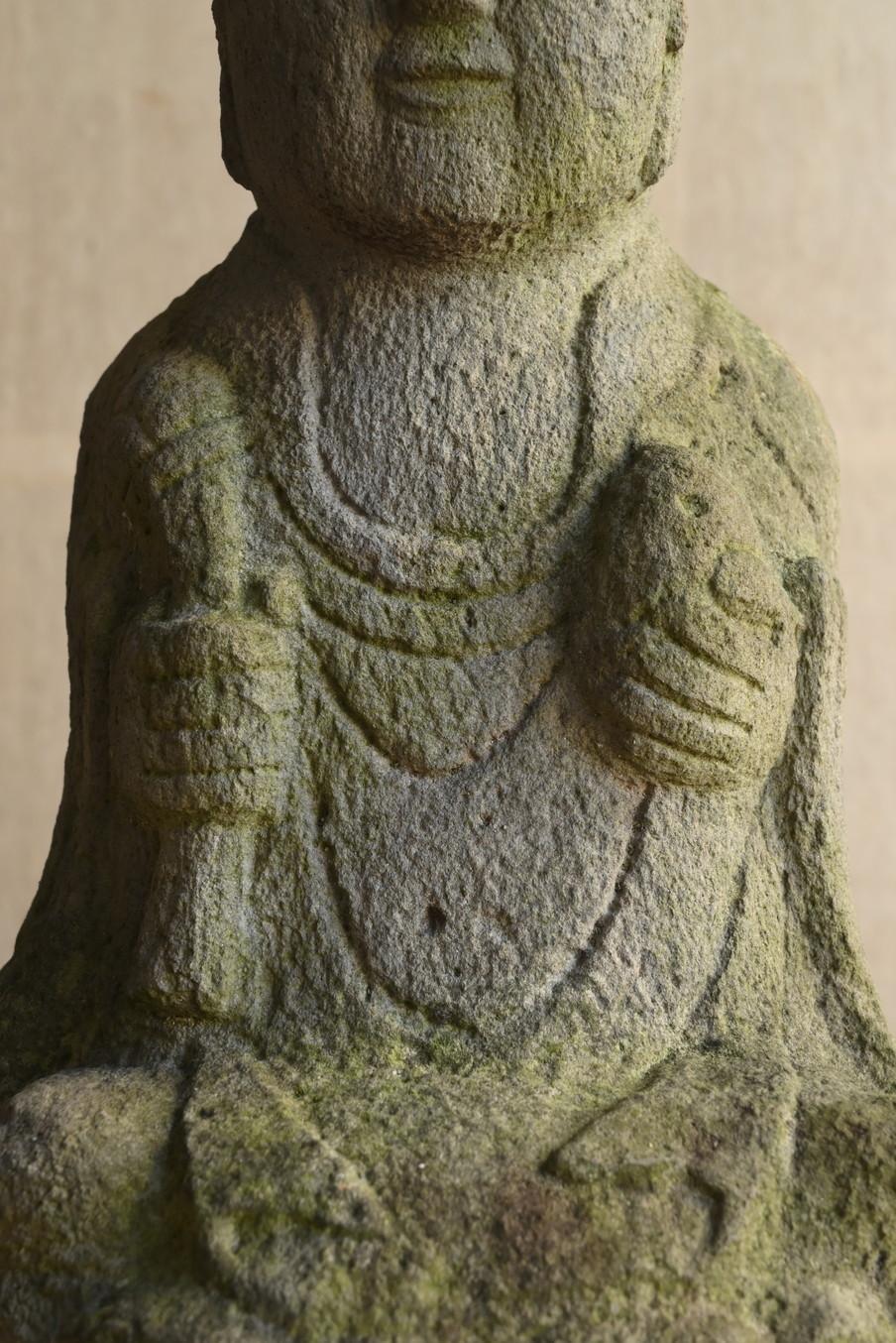 Japanese antique stone Buddha/1750-1850/Edo/Jizo Bodhisattva Seated Statue 1