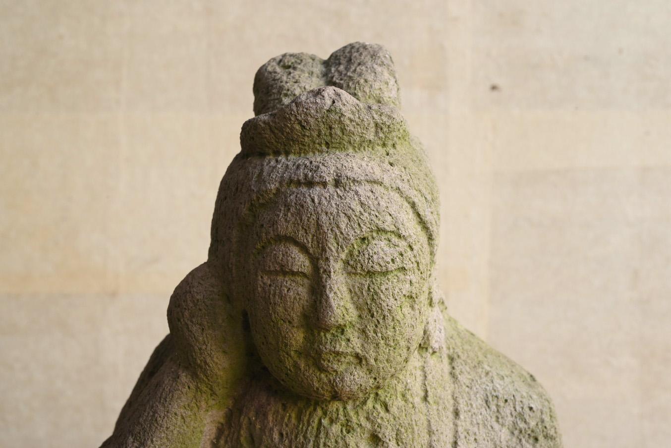 Japanese antique stone Buddha/1750-1850/Edo period/Nyoirin Kannon Bodhisattva In Good Condition In Sammu-shi, Chiba