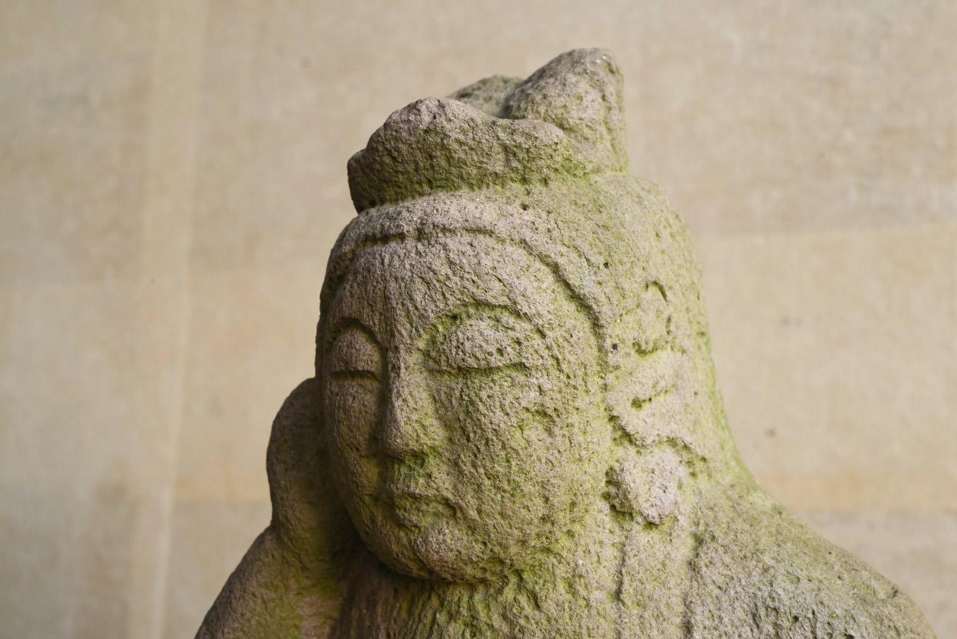 Stone Japanese antique stone Buddha/1750-1850/Edo period/Nyoirin Kannon Bodhisattva