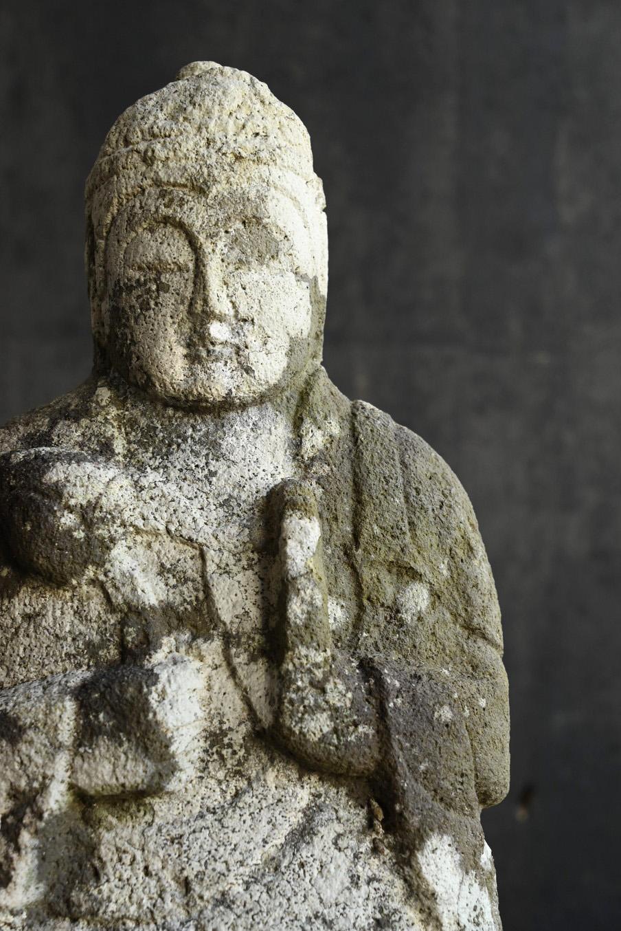 Japanese antique stone Buddha/1750-1850/Edo period/Seated Kannon Bodhisattva 1
