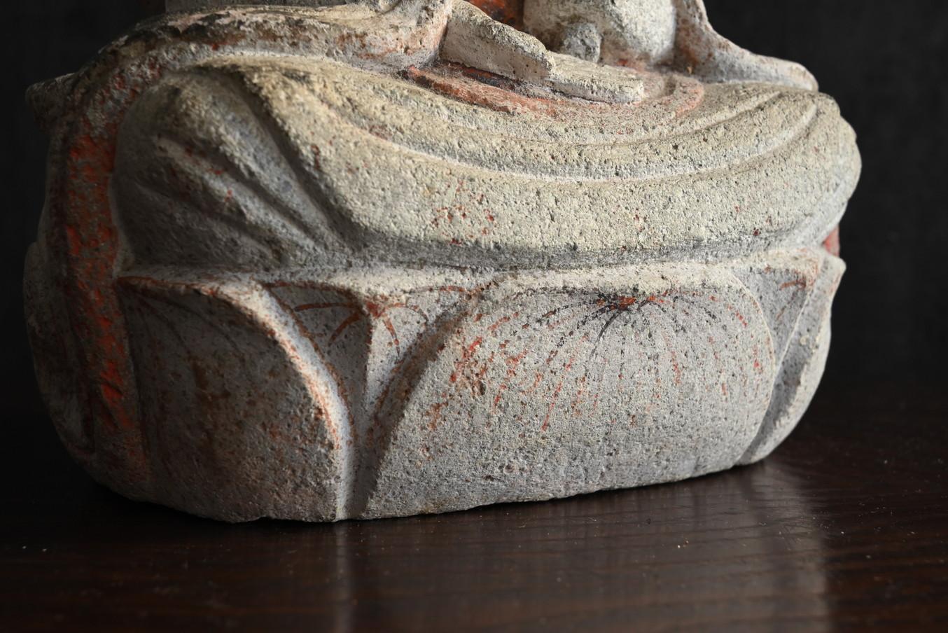 Buda de piedra antiguo japonés / 1800-1912 / [Bodhisattva Kannon de 11 caras]. 3