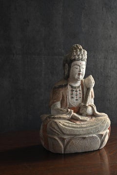 Buda de piedra antiguo japonés / 1800-1912 / [Bodhisattva Kannon de 11 caras].