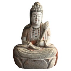 Buda de piedra antiguo japonés / 1800-1912 / [Bodhisattva Kannon de 11 caras].