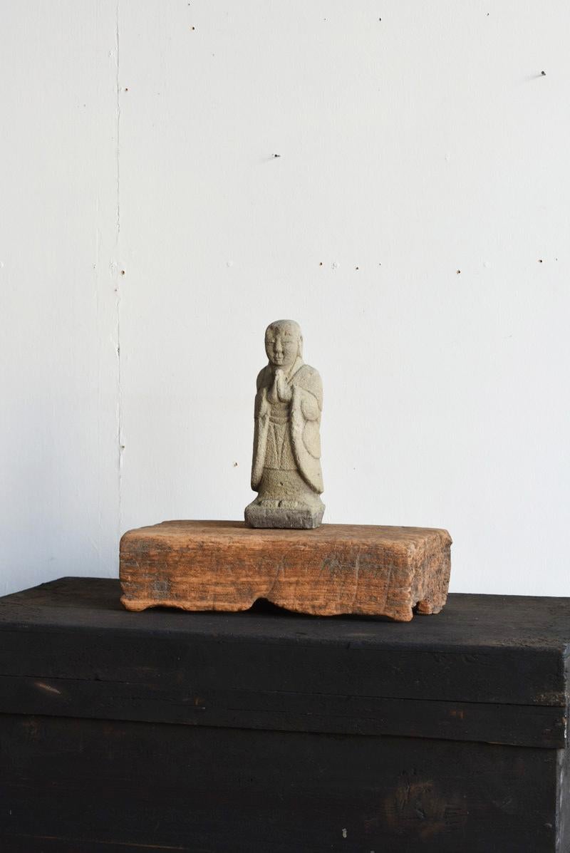 Japanese Antique Stone Buddha 1800-1926 / Small Jizo Bodhisattva/Edo-Meiji Era 6