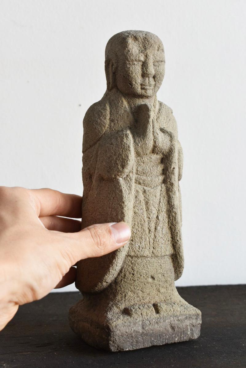 Hand-Carved Japanese Antique Stone Buddha 1800-1926 / Small Jizo Bodhisattva/Edo-Meiji Era