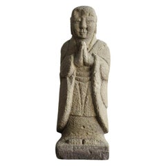 Japanese Antique Stone Buddha 1800-1926 / Small Jizo Bodhisattva/Edo-Meiji Era