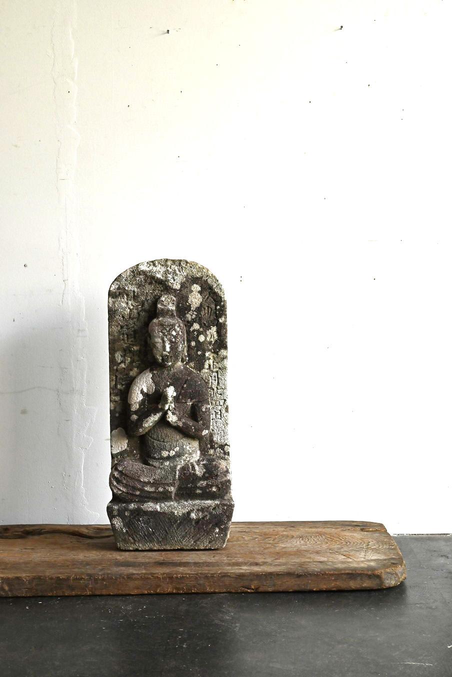 Japanese antique stone Buddha/Edo/1784/Kannon Bodhisattva/Garden ornament 6