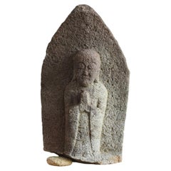 Japanese Antique Stone Buddha/Edo Period 1800s/Jizo Bodhisattva/Garden Figurine