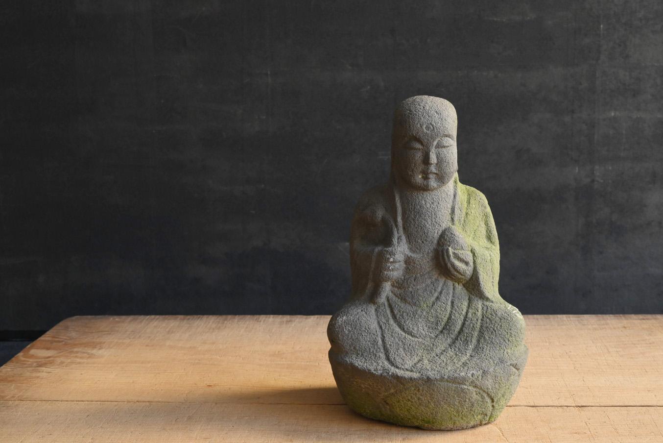 Hand-Carved Japanese antique stone Buddha/Jizo Bodhisattva/Edo period/1750-1868