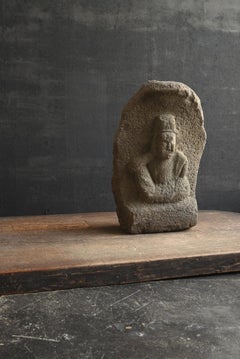 Antiguo Buda japonés de piedra "Nyoirin Kannon"/1750-1850/Período Edo