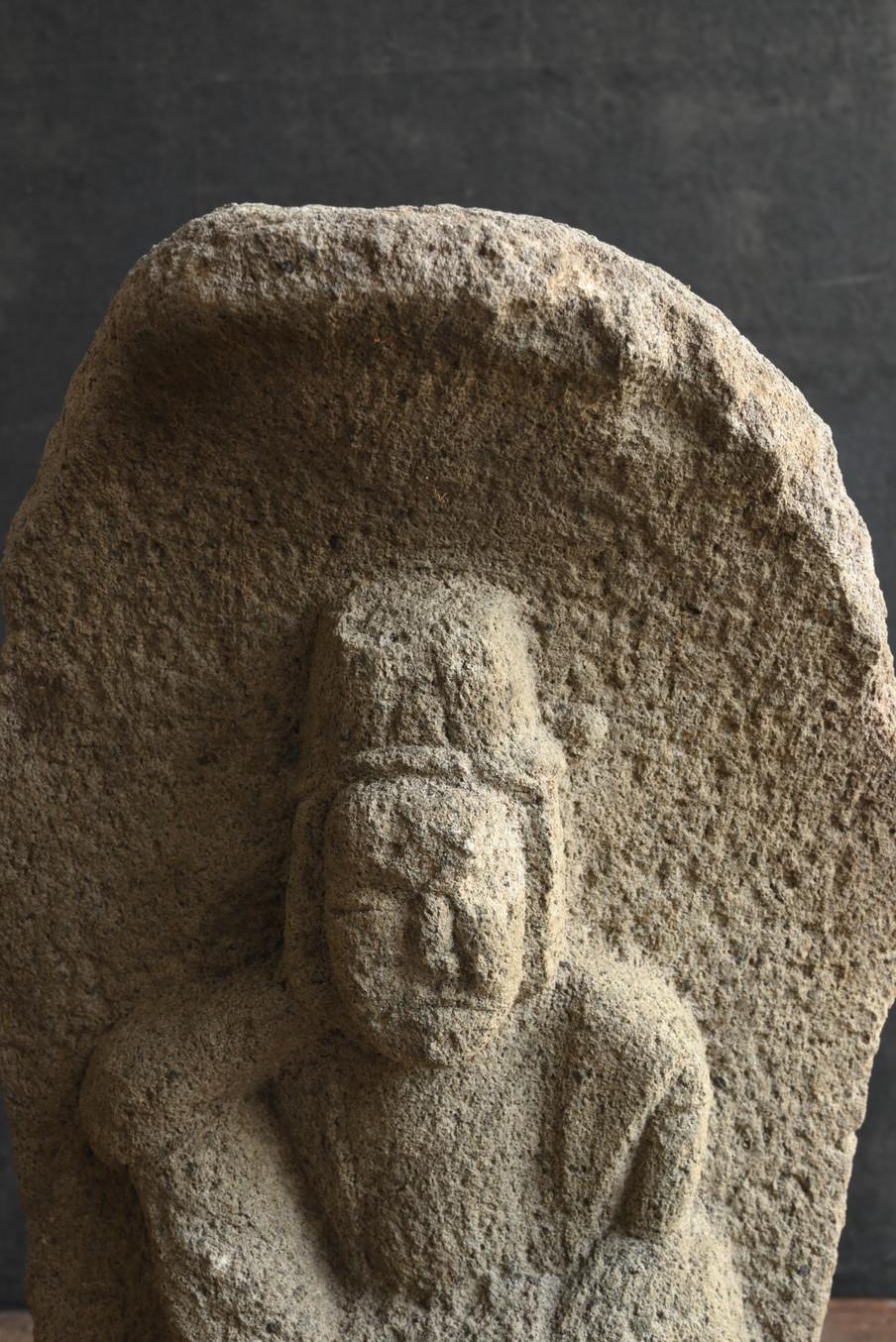 Hand-Carved Japanese antique stone Buddha “Nyoirin Kannon”/1750-1850/Edo period