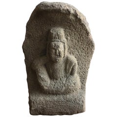 Antico Buddha giapponese in pietra "Nyoirin Kannon"/1750-1850/periodo Edo