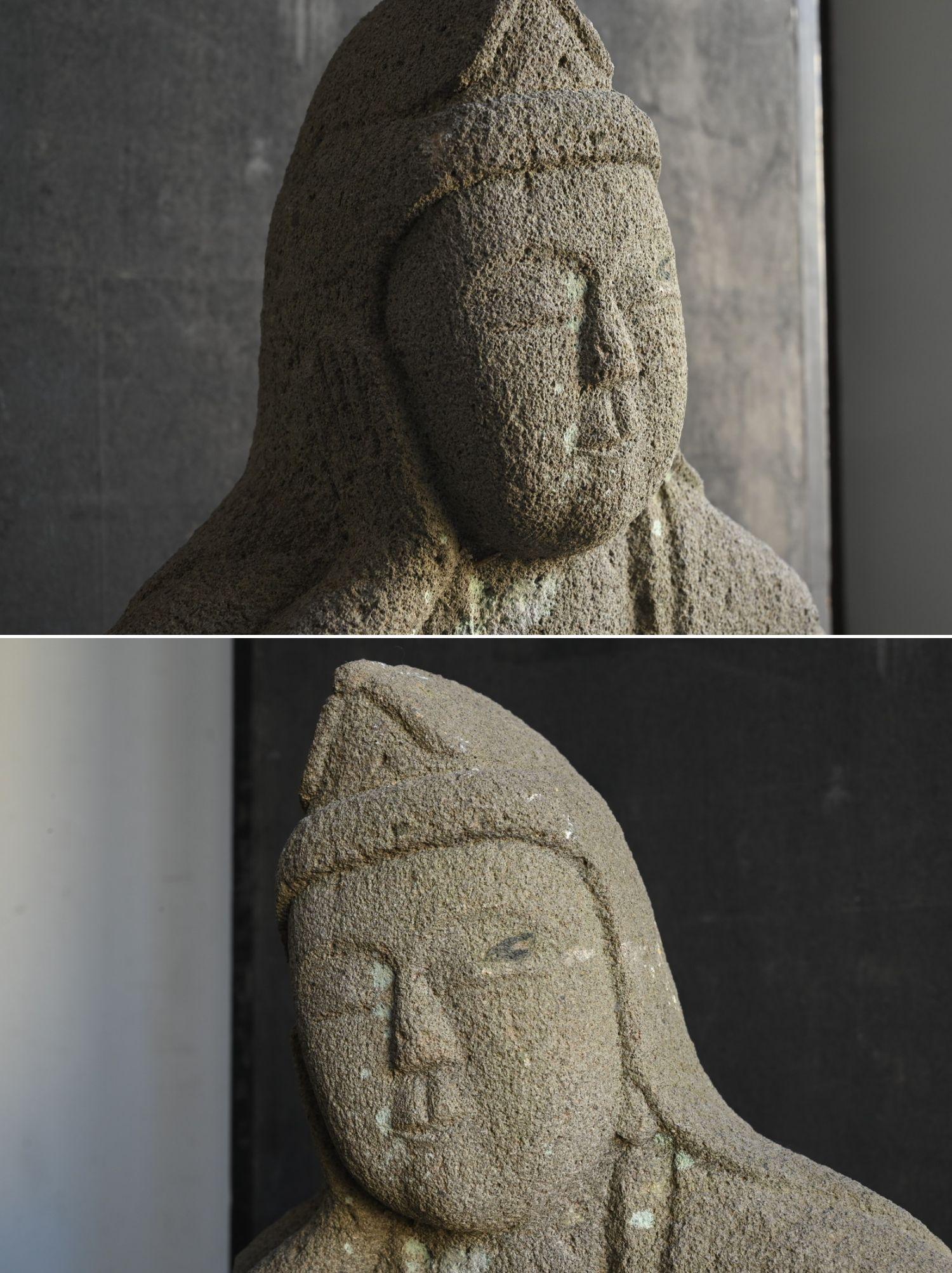 Bouddha japonais antique en pierre 