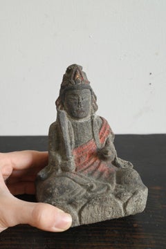 Japanese antique stone Buddha, small Void Bodhisattva / circa 19th century