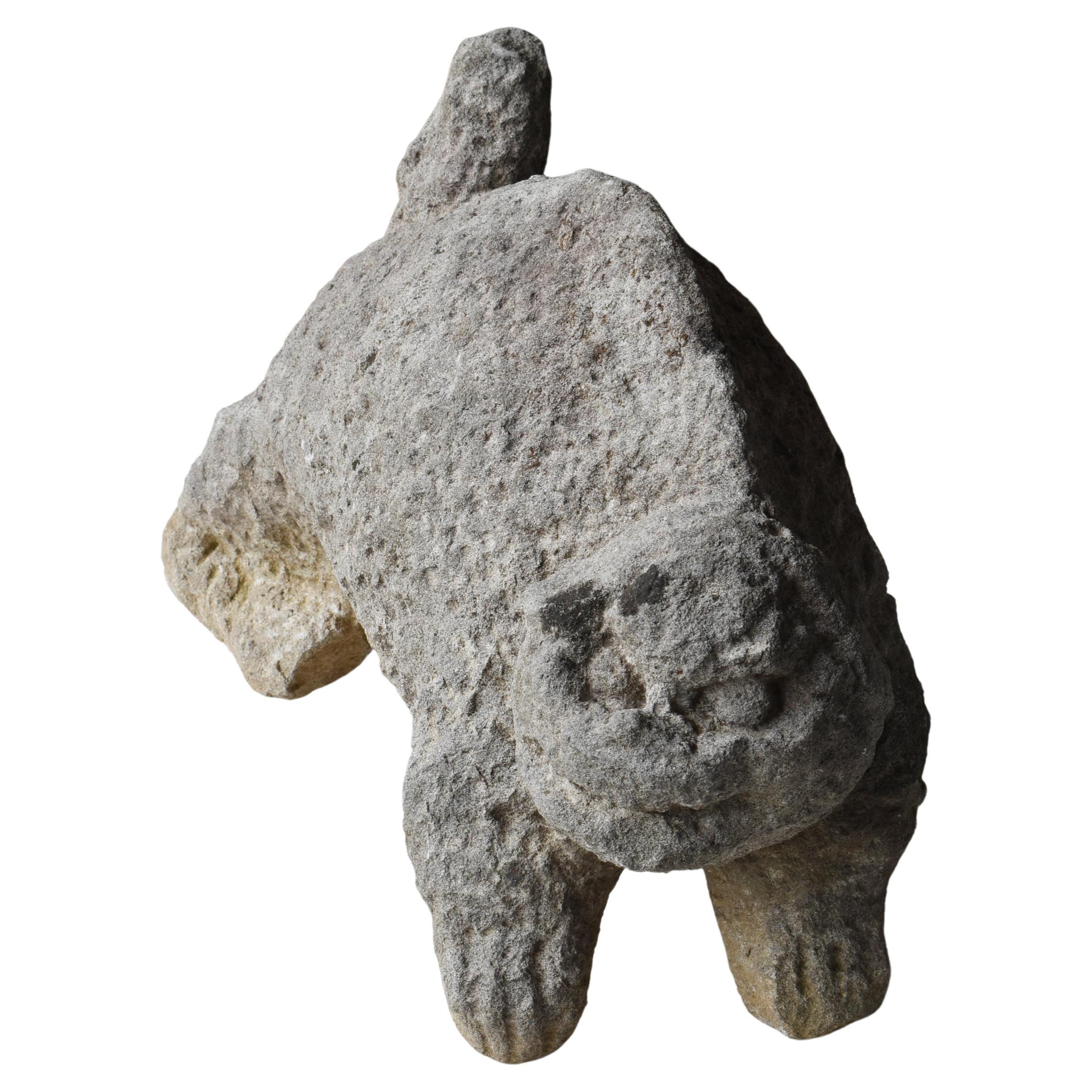 Japanese Antique Stone Carving Komainu 1700s-1800s / Sculpture Wabisabi