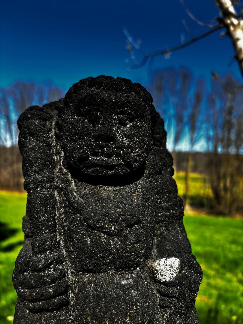 Japanese Antique Stone Fudo Myoo Buddha- Hard To Find For Sale 5