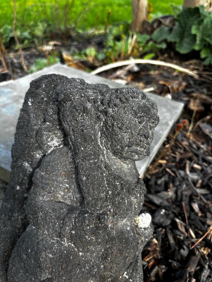 Japanese Antique Stone Fudo Myoo Buddha- Hard To Find For Sale 11