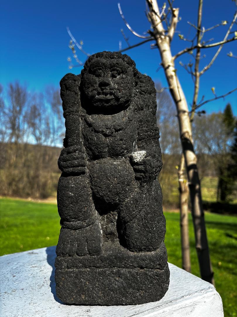Hand-Carved Japanese Antique Stone Fudo Myoo Buddha- Hard To Find