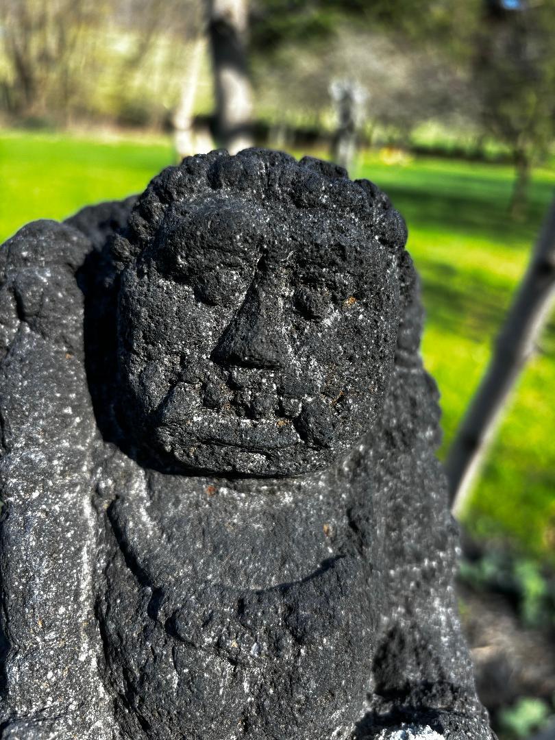 Japanese Antique Stone Fudo Myoo Buddha- Hard To Find In Good Condition For Sale In South Burlington, VT