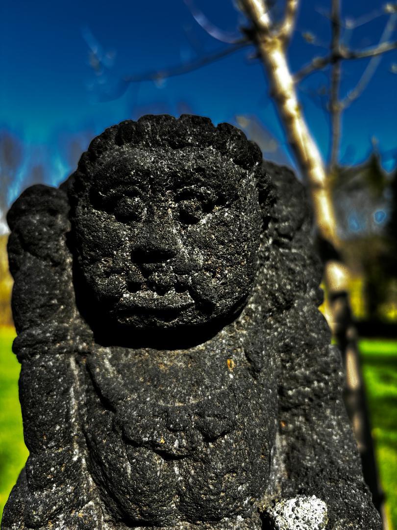 Japanese Antique Stone Fudo Myoo Buddha- Hard To Find For Sale 2