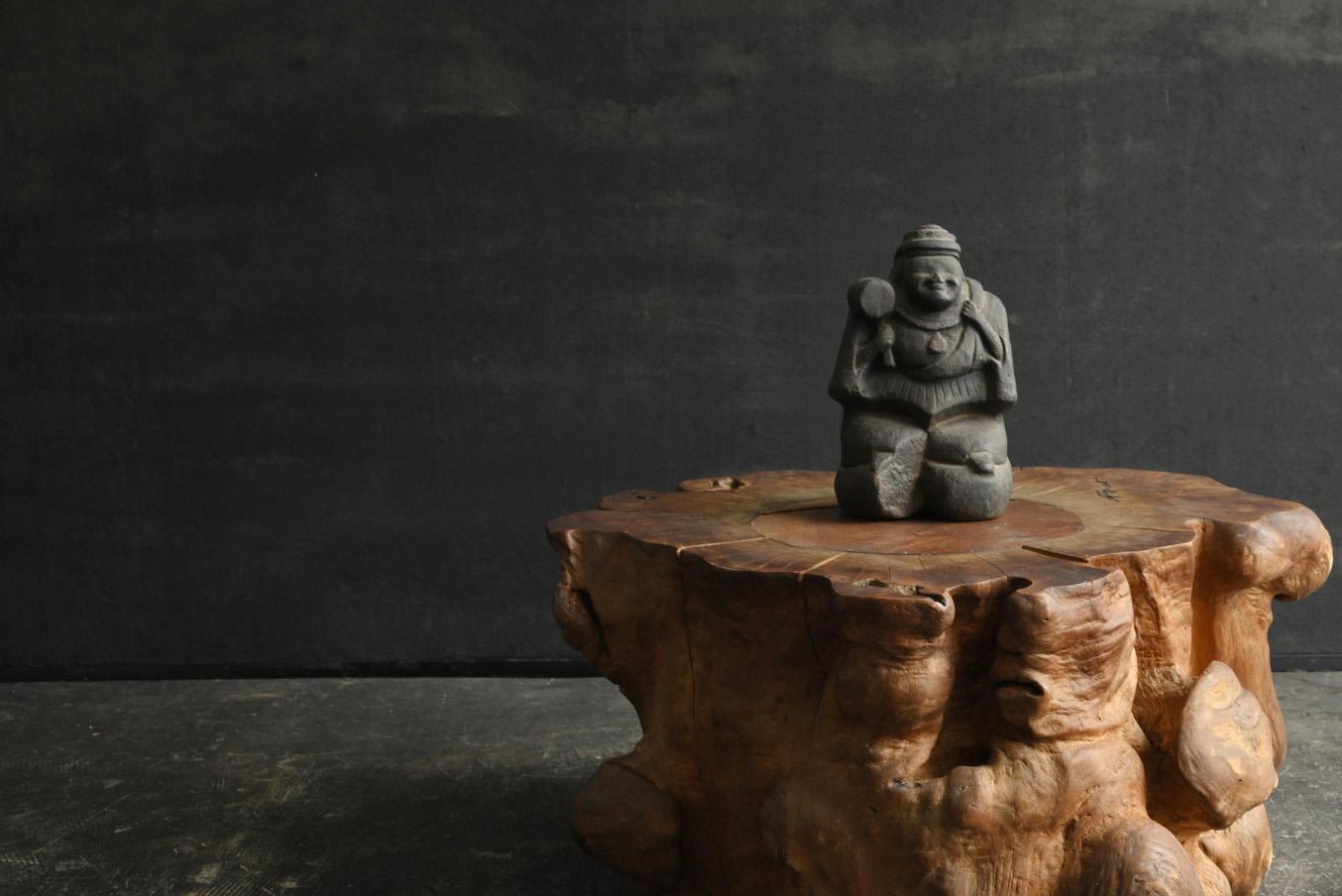 Hand-Carved Japanese antique stone god/[Daikokuten]/Stone Buddhas from the Edo period For Sale
