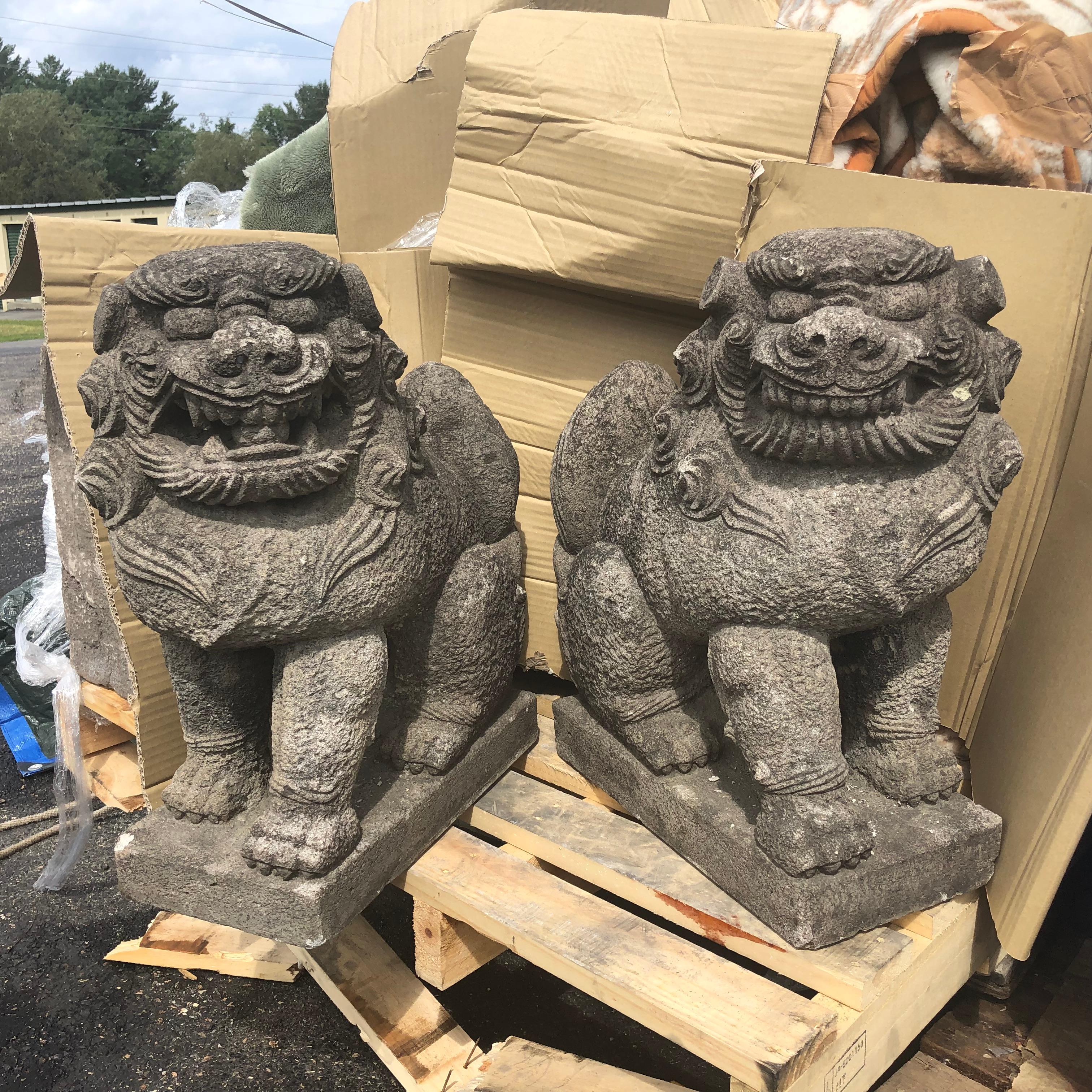 Japanese Antique Stone Guardians 